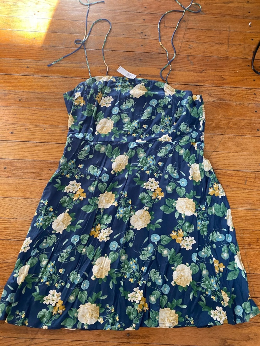 Old Navy Blue Floral Maxi Dress with Yellow and Cream Flowers